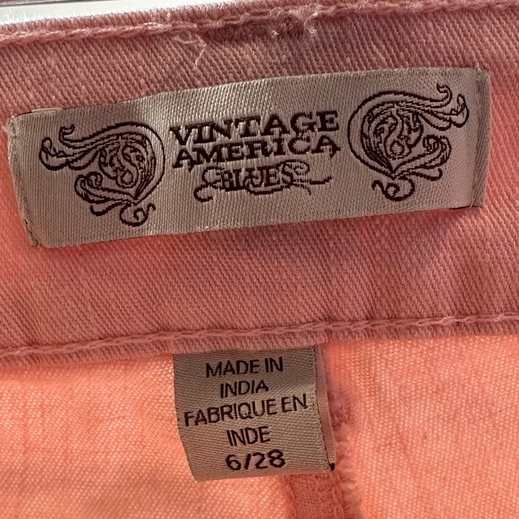 Vintage America Pink Boho Crop Jeans Size 6 - Picture 3 of 7